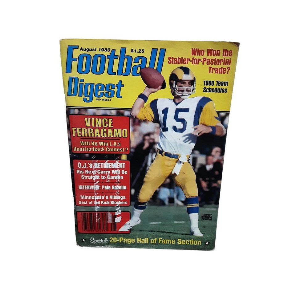 Football Digest Magazine August 1980 Vince Ferragamo Los Angeles Rams Simpson
